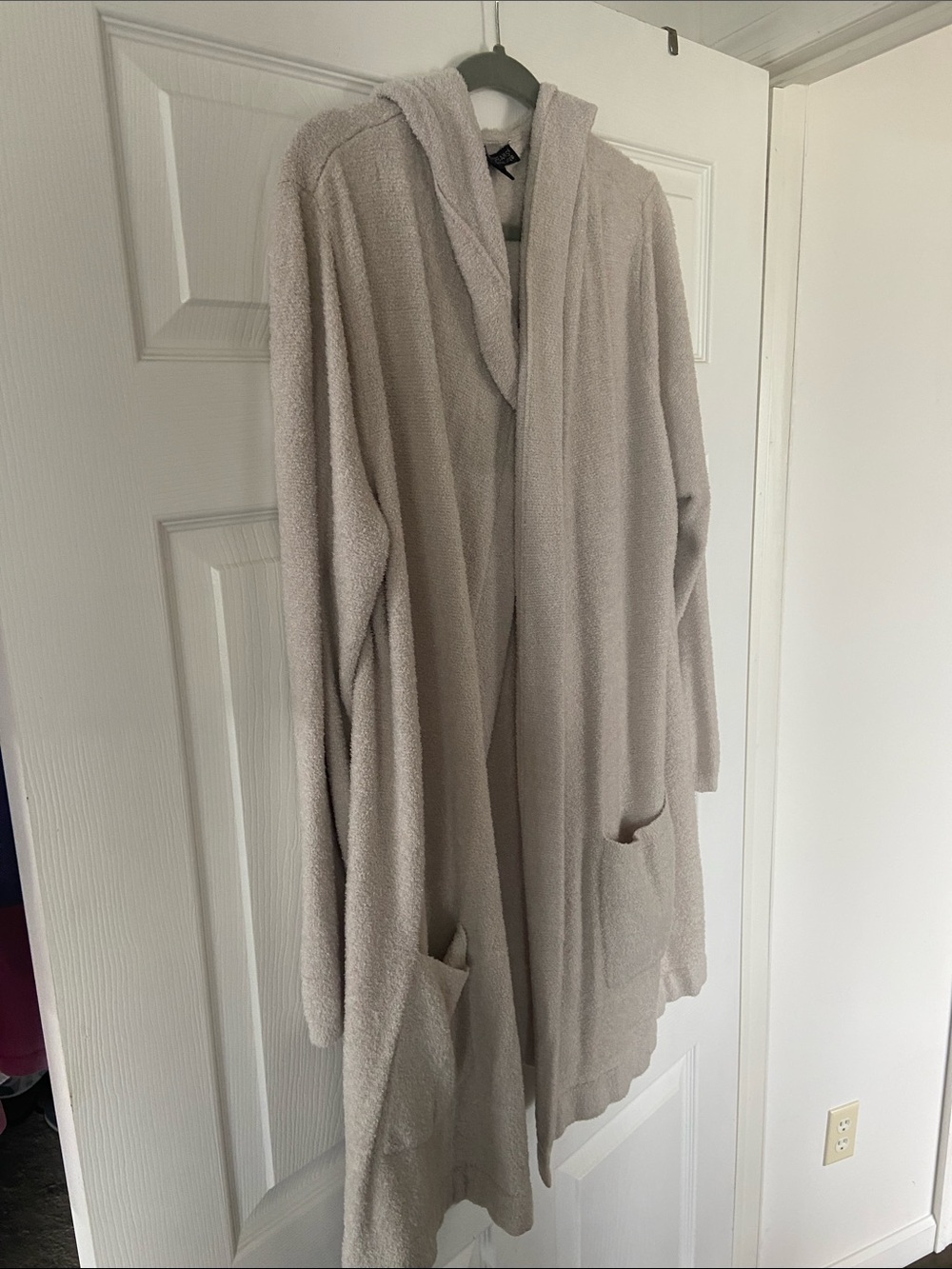 Barefoot Dreams Hooded Open-Front Cardigan - Light Taupe